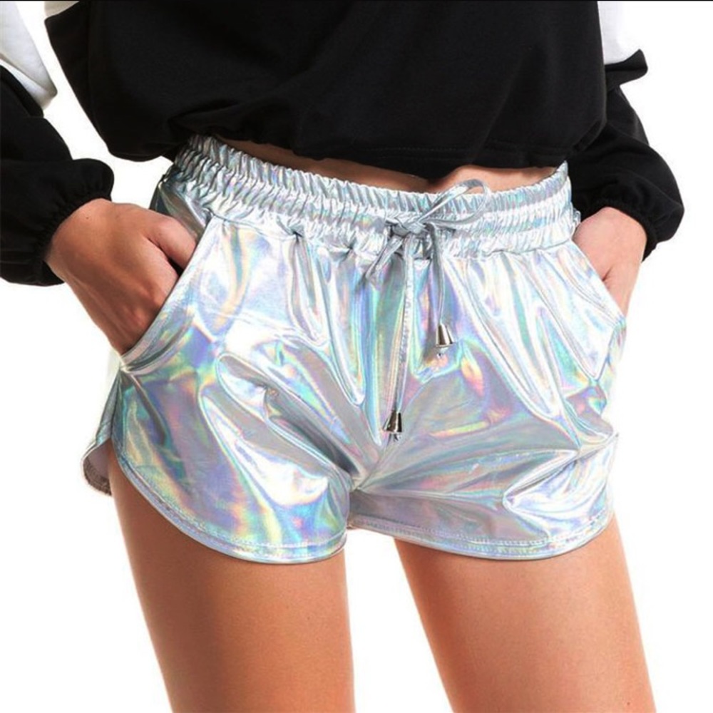 NEW!✨Iridescent Rainbow🌈Holographic Metallic Shorts! ✨